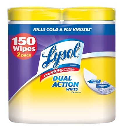 Lysol Products: 150-count Dual Action Disinfecting Wipes (Citrus Scent) $6.38