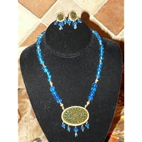 Birthday Gift-22k Gold Plated Beaded Thewa Necklace Set Ethnic Design Set 3pc(Brand New) Free Shipping