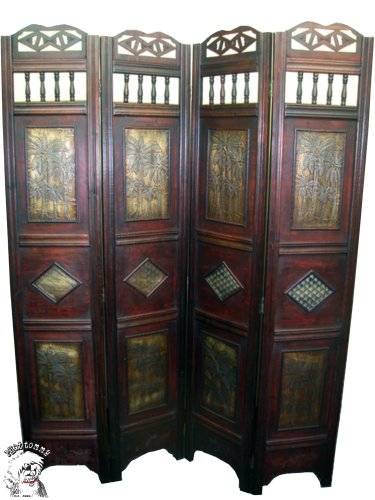 PHAT TOMMY Folding Palm Tree 4 Panel Wood Room Divider