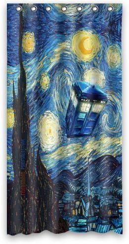 Comfort Home Style Custom Tardis Doctor Who Starry Night Pattern Design Waterproof Polyester Fabric Shower Curtain,Bathroom decor 36x72 by Comfort Home Style