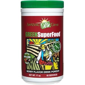 Amazing Grass Berry Flavor Drink Powder, Green SuperFood, 17-Ounce Container