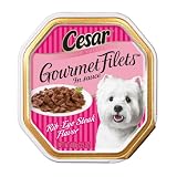 Cesar Canine Cuisine Gourmet Filets in Sauce Rib Eye Steak Flavor for Small Dogs, 3.5 Ounce Trays (Pack of 24) 51 cVVP97qL. SL160
