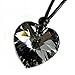 Queenberry Silver-Night Love Heart Pendant Adjustable Waxed Cotton Choker Necklace made with Austrian Crystal