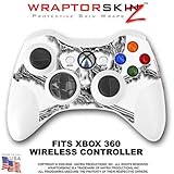 Chrome Skull on White Skin by WraptorSkinz TM fits XBOX 360 Wireless Controller (CONTROLLER NOT INCL