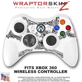 Chrome Skull on White Skin by WraptorSkinz TM fits XBOX 360 Wireless Controller (CONTROLLER NOT INCLUDED)