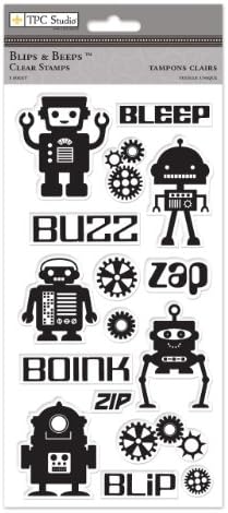 PAPER COMPANY Blips & Bleeps Clear Stamps 4-Inch by 8-Inch Sheet