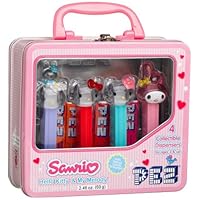 PEZ Hello Kitty Collectible Lunch Box, 4 Assorted Candy Dispensers