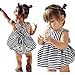 Goodtrade8 Gotd Baby Girls Sunsuit Outfit Stripe Backless Dress + Brief Infant Clothes (18M, Navy)