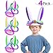 4 Pack Easter Inflatable Bunny Rabbit Ears Ring Toss Game for Kids Easter Party Toy Gifts for Carnival Outdoor Game Easter Party Supplies, 4 Colors Girl Boy Easter Basket Stuffers Hat with 16 Rings