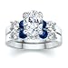 Jewelry : 2.75 CT OVAL DIAMOND W ROUND BLUE SAPPHIRE RING SET