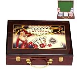 Vegas Sign Wooden Poker Set, 300 pc., 11.5g two-tone chips