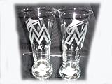 Miami Marlins Etched Pilsner 19.5 oz Glasses Set of 2
