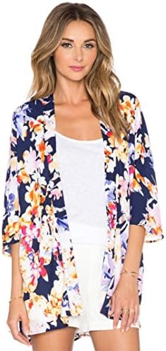OVERMAL Blouse,Women Loose Chiffon Shawl Kimono Cardigan Tops Cover up Blouse (XL)
