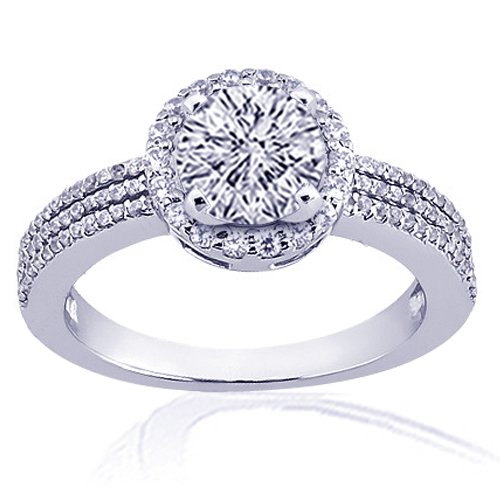 1.40 Ct Round Halo Diamond Engagement Ring Pave 