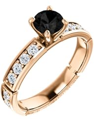 10K Rose Gold Round Cut Black and White Ring -- LIFETIME WARRANTY