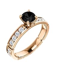 18K Rose Gold Round Cut Black and White Ring -- LIFETIME WARRANTY