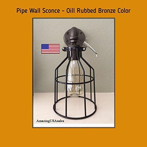 Industrial Furniture Steampunk sconce wall light - pipe sconce - Porch Light - hall light - hallway- bar light - Oil Rubbed Bronze