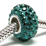 Sterling Silver Birthstone Emerald Green Round Crystal For Pandora Troll European Charm Bracelet May