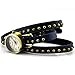 Sinceda Retro Watch Women's Punk Wrap Genuine Leather Fashion Watch Rivet Blue Strap