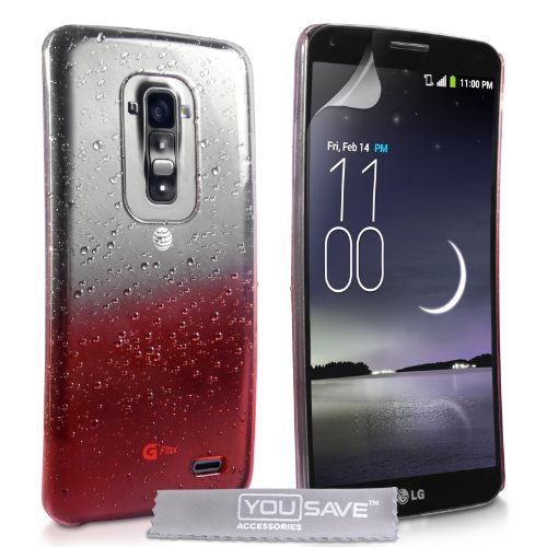Yousave Accessories LG G Flex D955 Case Red / Clear Raindrop Hard Cover