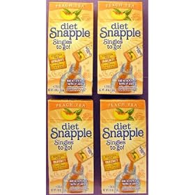 Diet Snapple Singles to Go PeachTea (4 Sticks in each box) 4 BOXES