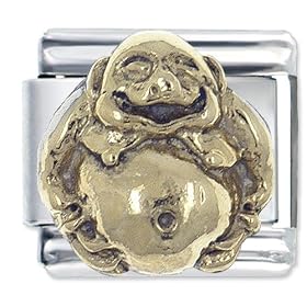 Buddhist Bracelet Golden Italian Charm Laughing Religious