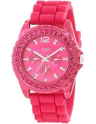 XOXO Womens XO8042 Rhinestone Accent Fuschia Silicone Strap Watch
