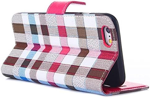 Luxury Magnetic Flip Cover Stand Folio Wallet Leather Case for Apple Iphone 6 (Pink)