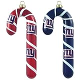 NFL New York Giants Blown Glass Candy Cane Ornament Set