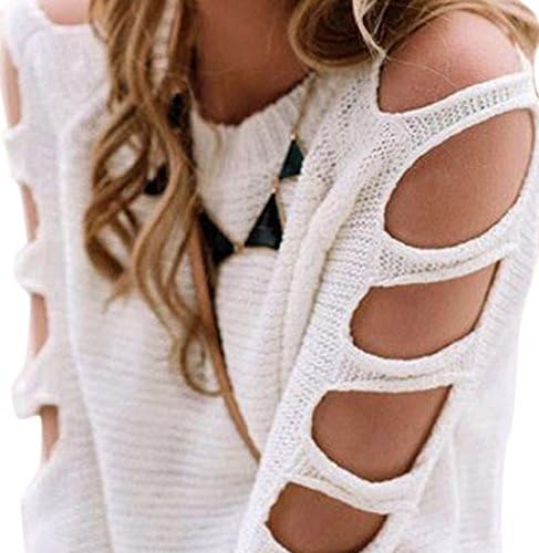 Blrose Cut out Shoulder Knit Sweater(White)