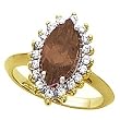 14K Yellow Gold Smoky Quartz and Diamond Ring