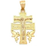 More details of product: 14K Two Tone Gold Caravaca Cross Charm Angels Crucifix