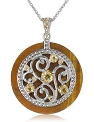 Sterling Silver Pink Shell Round Pendant Necklace, 18"