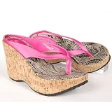 Produkt-Bild: Damen Zehengreifer-Pantolette, Keilabsatz, Plateau, fuxia pink