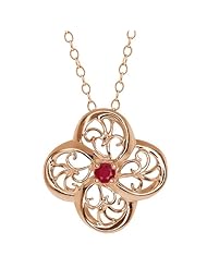 0.12 Ct Round Red Ruby Rose Gold Plated Sterling Silver Pendant
