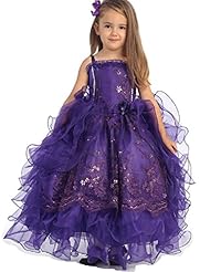 Girls Organza Embroidered  Corset   Waistline Evening Dress  With Ruffles