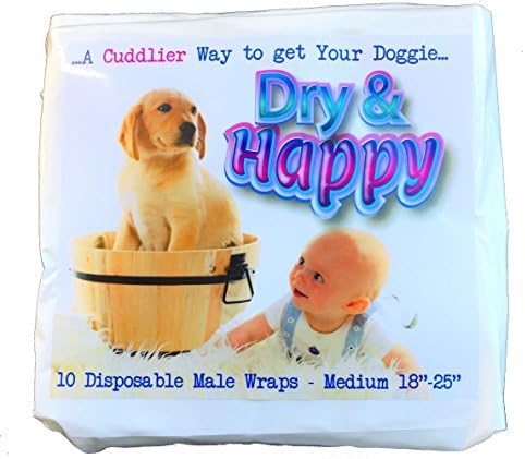 Dry &amp; Happy 10 Count Medium Dog Disposable Male Wrap for Male Marking, Urinary Incontinence and Excitable Urination.