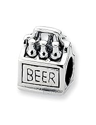 Sterling Silver Reflection Beads Collection Beer 6-Pack Charm 4mm Hole (fits 3mm European Style Charm Bracelets)