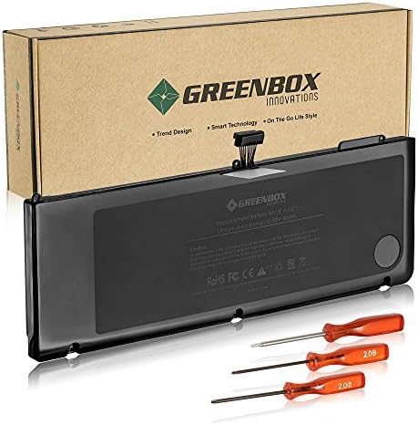 GreenBox Innovations New Laptop Battery for Apple A1321 A1286 (Mid 2009, Mid 2010 Version) Unibody MacBook Pro 15 inch, fits MC118LL/A MC373LL/A MB986LL/A - 12 Month Warranty [Li-Polymer 6-cell 66Wh]