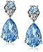 10k White Gold Blue Topaz Pear-Shaped Drop Earrings with Diamond Accent