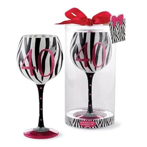 Click to buy 40th Birthday Zebra Stripe Wine Glassfrom Amazon!