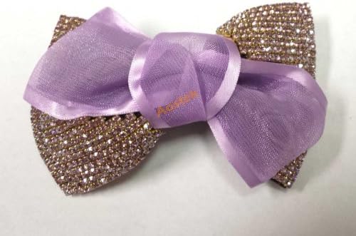 Fashion Rhinestone Bowknot Barrette Hair Clip Charming Crystal Headwear Chiffon Ruffle Décor Hairing Styling Beauty Jewelry- Purple Color AOSTEK(TM)