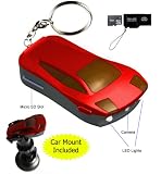 Red Car Keychain LED Flashlight with Built-in Video Camera with Sound + Voice Recorder - Supports up to 32gb Micro SD Card, Includes 4gb Card + DBRoth Card Reader
