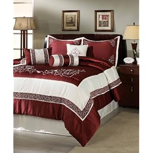 Central Park Florentian Burgundy 7-Piece Comforter Set