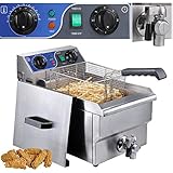 Commercial Professional Electric 10L Deep Fryer Timer and Drain Stainless Steel French Fry Restaurant Kitchen