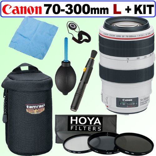 Canon EF 70-300mm f/4-5.6L IS USM UD Telephoto Zoom Lens + 4pc Hoya Digital Filter Set + Deluxe Accessory Kit