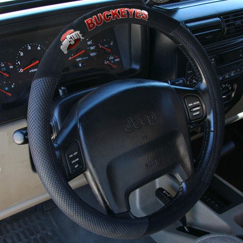 NCAA Ohio State Buckeyes Poly-Suede Steering Wheel Cover