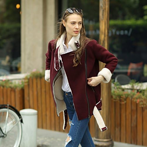 Veri Gude Women's British Style Suede Warm Coat (M, Red)