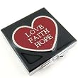 Love Faith Hope Swarovski Crys Red Heart Mirror Compact