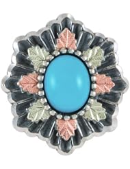 Black Hills Gold Turquoise Oxidized Silver Brooch